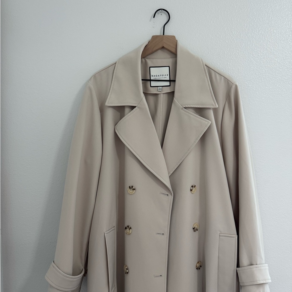 Bagatelle Beige Double-Breasted Trench Coat - Picture 3 of 10